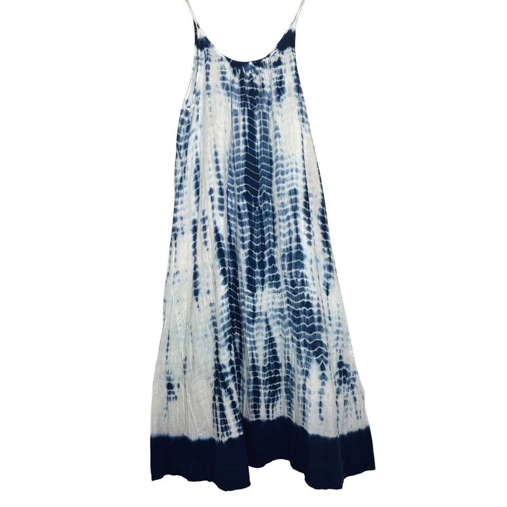Natural‎ Life Tie Dye Midi Dress Women XS Blue White Boho Tank Spaghetti Strap